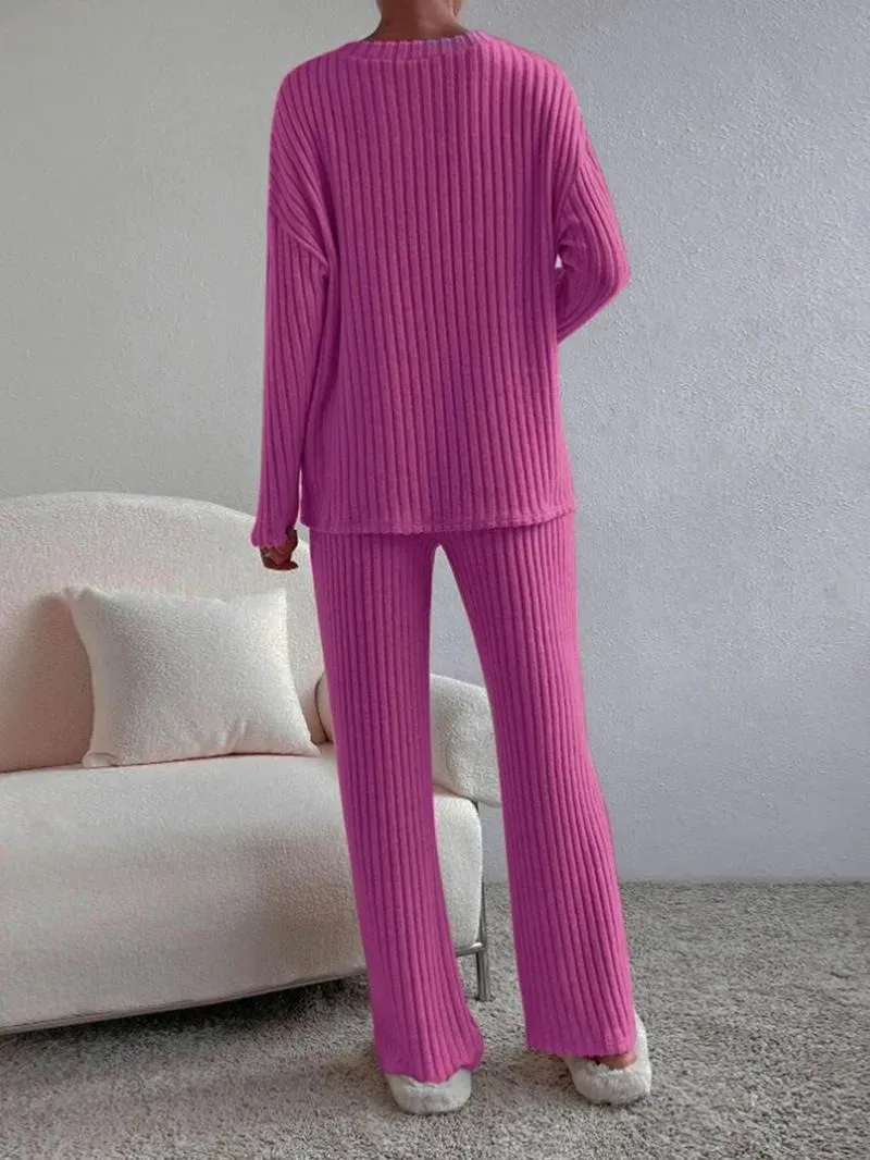 Women's Solid Drop Shoulder Pocket Lounge Set