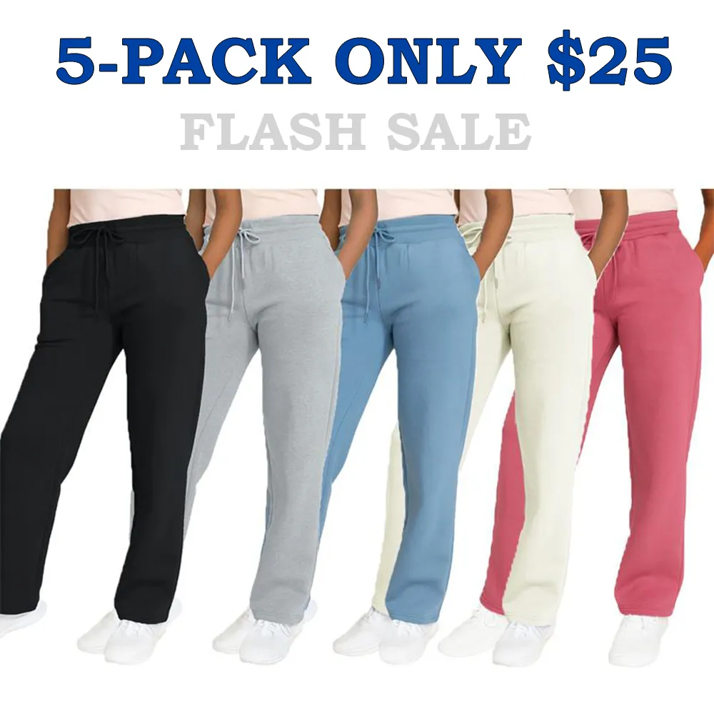 Women's Multi Pack Heavyweight Wide Leg Loose-Fit Fleece Sweatpants