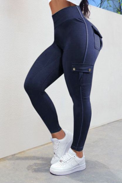 💕Solid Flap Pocket High Waist Sports Leggings