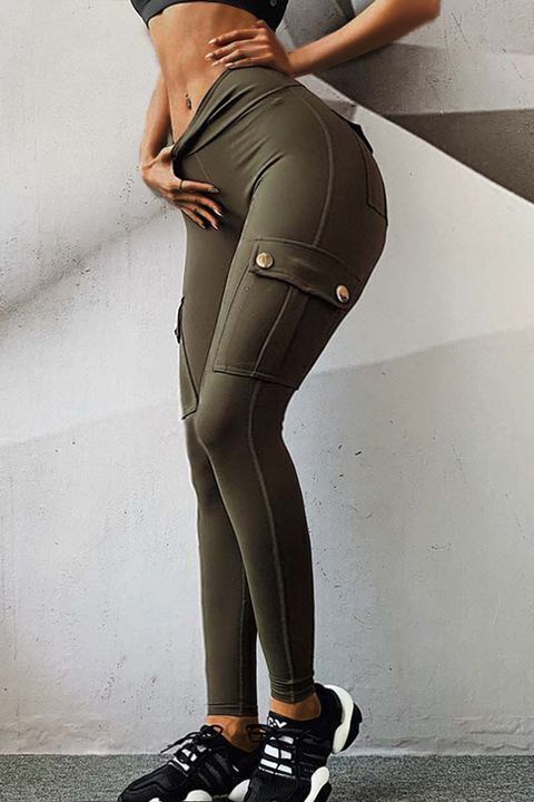 💕Solid Flap Pocket High Waist Sports Leggings