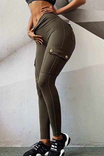 💕Solid Flap Pocket High Waist Sports Leggings