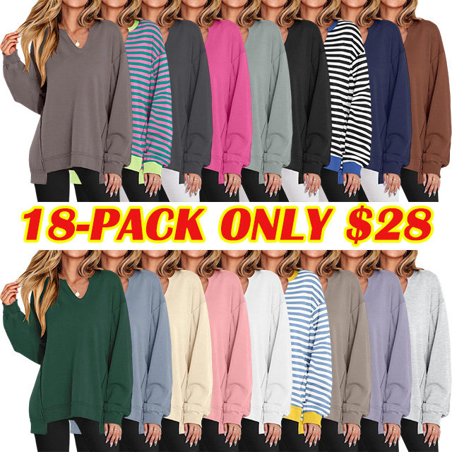 🔥Last day promotion⚡Women's Oversized V-Neck Sweatshirt Tunic