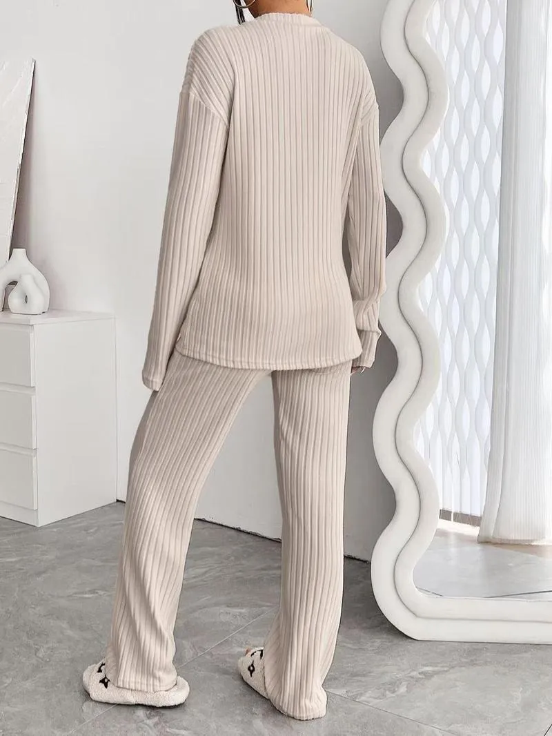 Women's Solid Drop Shoulder Pocket Lounge Set