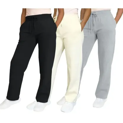 Women's Multi Pack Heavyweight Wide Leg Loose-Fit Fleece Sweatpants