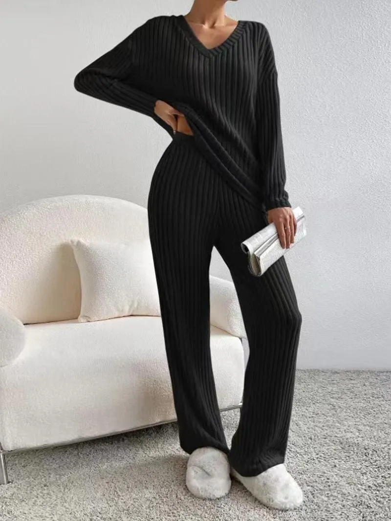 Women's Solid Drop Shoulder Pocket Lounge Set