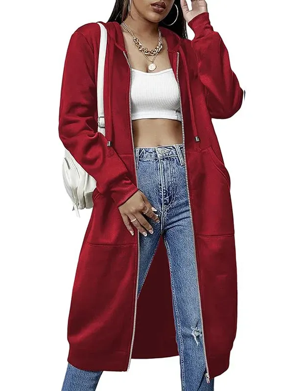 Women’s Long Fleece Hoodie Jacket