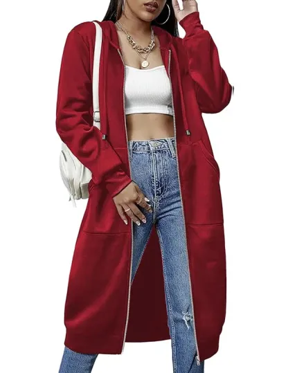 Women’s Long Fleece Hoodie Jacket