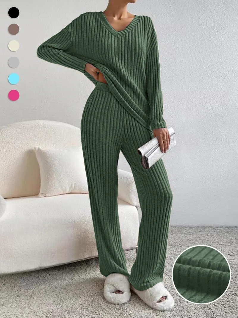 Women's Solid Drop Shoulder Pocket Lounge Set