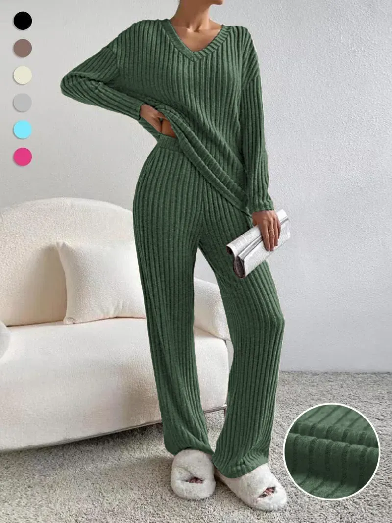 Women's Solid Drop Shoulder Pocket Lounge Set