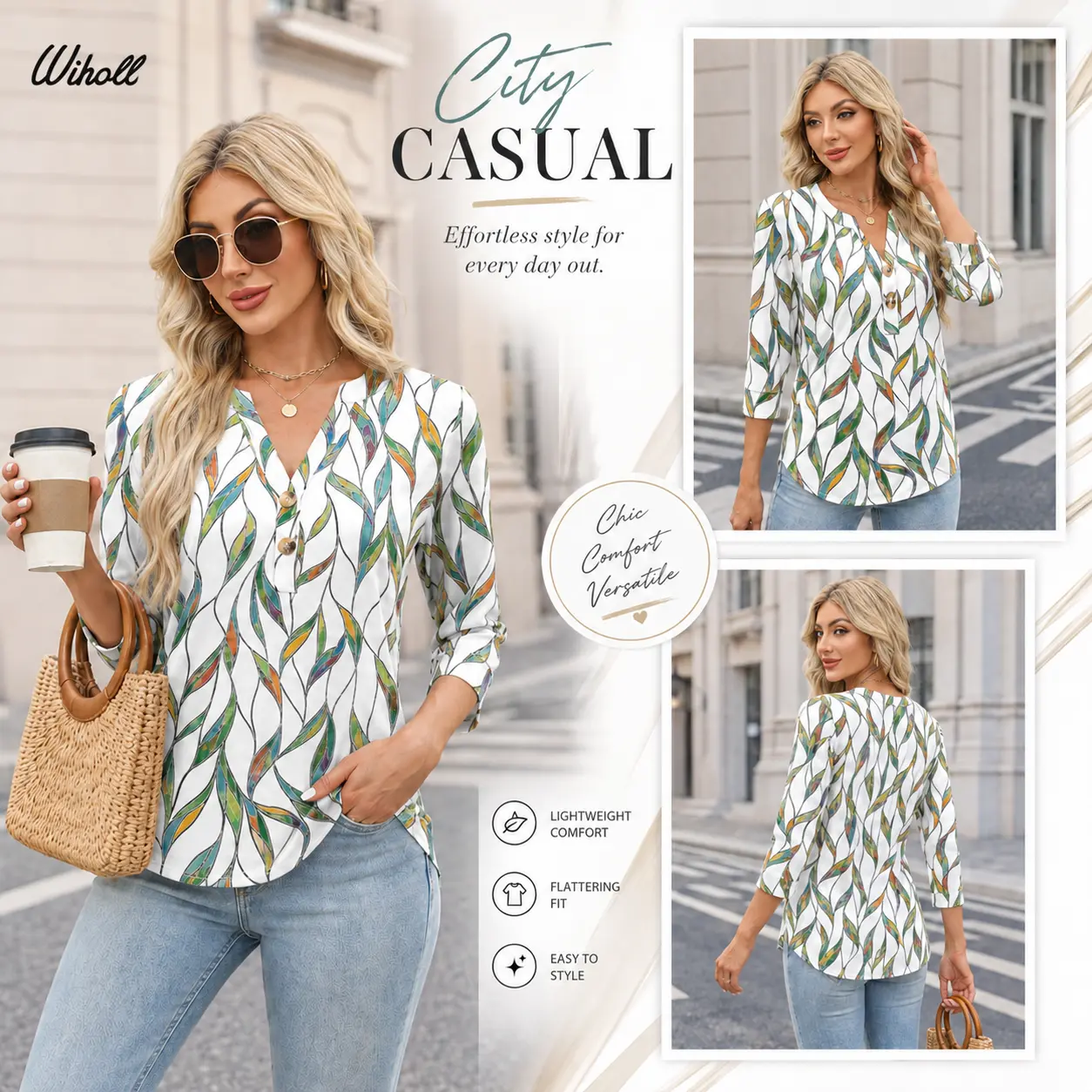 Women's Summer 3/4 Sleeve Tops