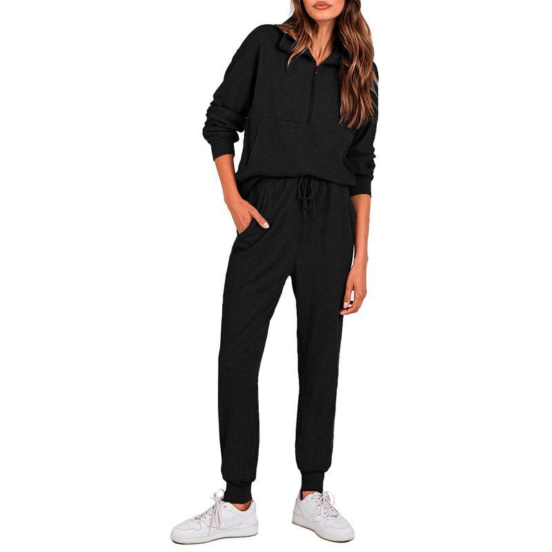 Women's 2-Piece Sweatsuits Set Long Sleeve Half Zip Pullover Sweatshirt