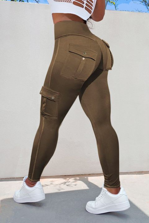 💕Solid Flap Pocket High Waist Sports Leggings