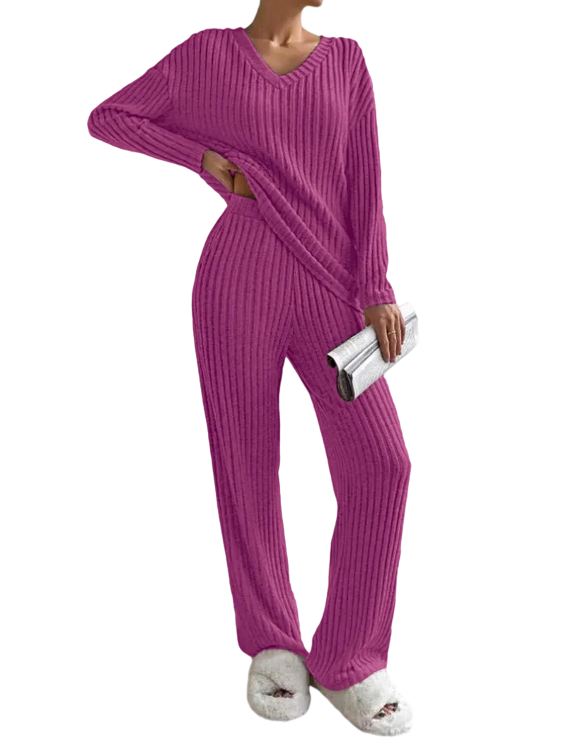 Women's Solid Drop Shoulder Pocket Lounge Set