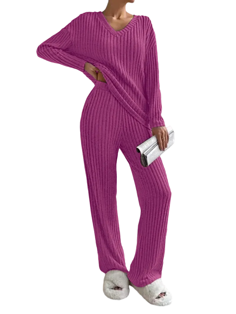 Women's Solid Drop Shoulder Pocket Lounge Set