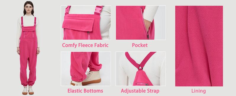 Tanming Womens Fleece Overalls 2025 Warm Winter Casual Loose Jumpsuits Sherpa Bib Overalls Fuzzy Ski Pants with Pockets