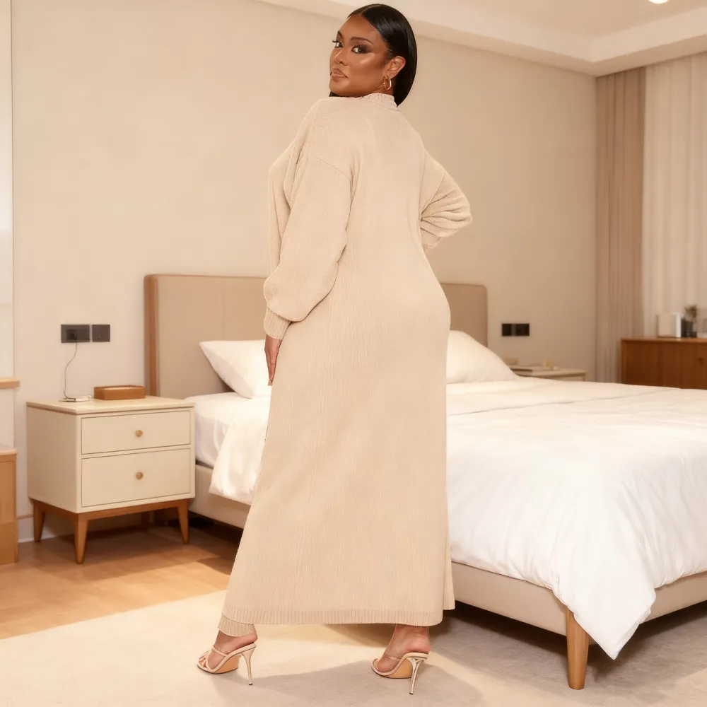 Cozy Knit Jumpsuit & Long Cardigan Set