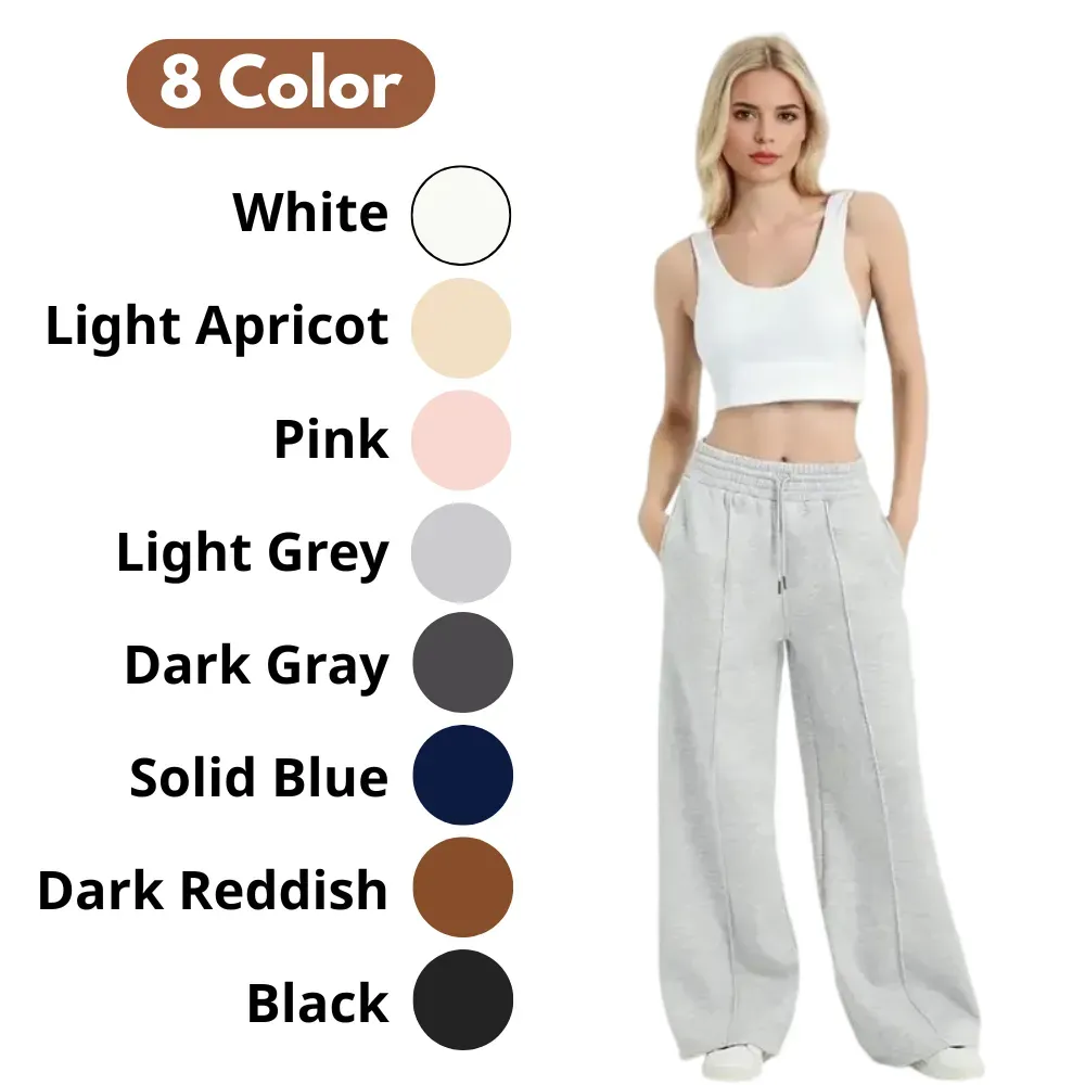 Women's Wide Leg Sweatpants Casual Loose Solid Color Pants