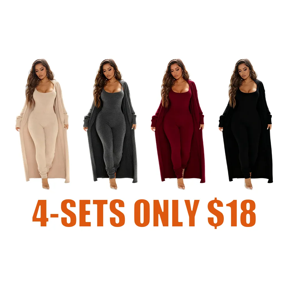 Cozy Knit Jumpsuit & Long Cardigan Set