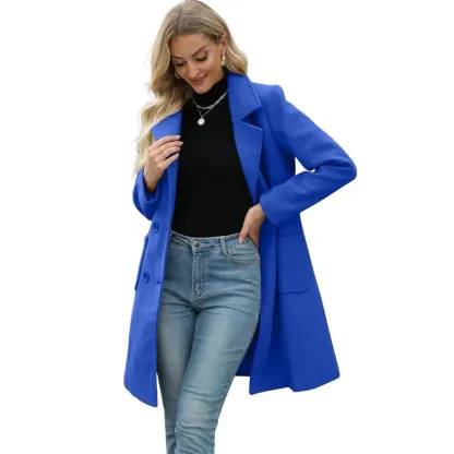 Women's Winter Wool Blend Camel Mid-Long Coat