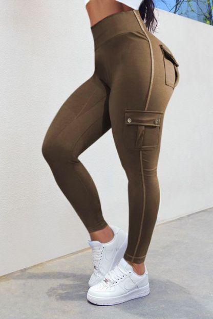 💕Solid Flap Pocket High Waist Sports Leggings