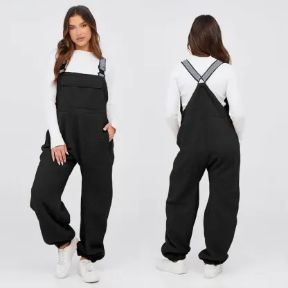 Womens Fleece Overalls 2025 Warm Winter Casual Loose Jumpsuits