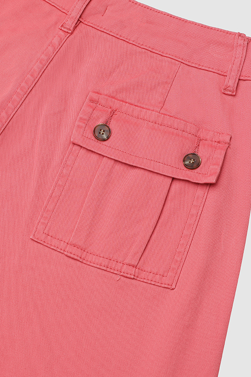 Roll Tab Hem Multi Pocket Capri Mid Waist Cargo Pants