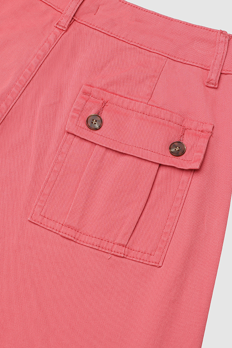Roll Tab Hem Multi Pocket Capri Mid Waist Cargo Pants