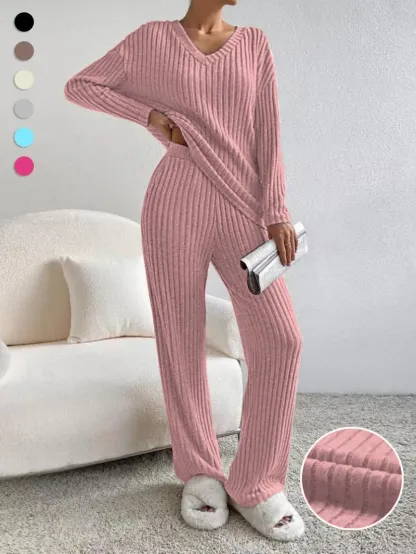 Women's Solid Drop Shoulder Pocket Lounge Set