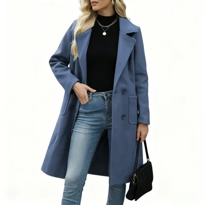 Women's Winter Wool Blend Camel Mid-Long Coat