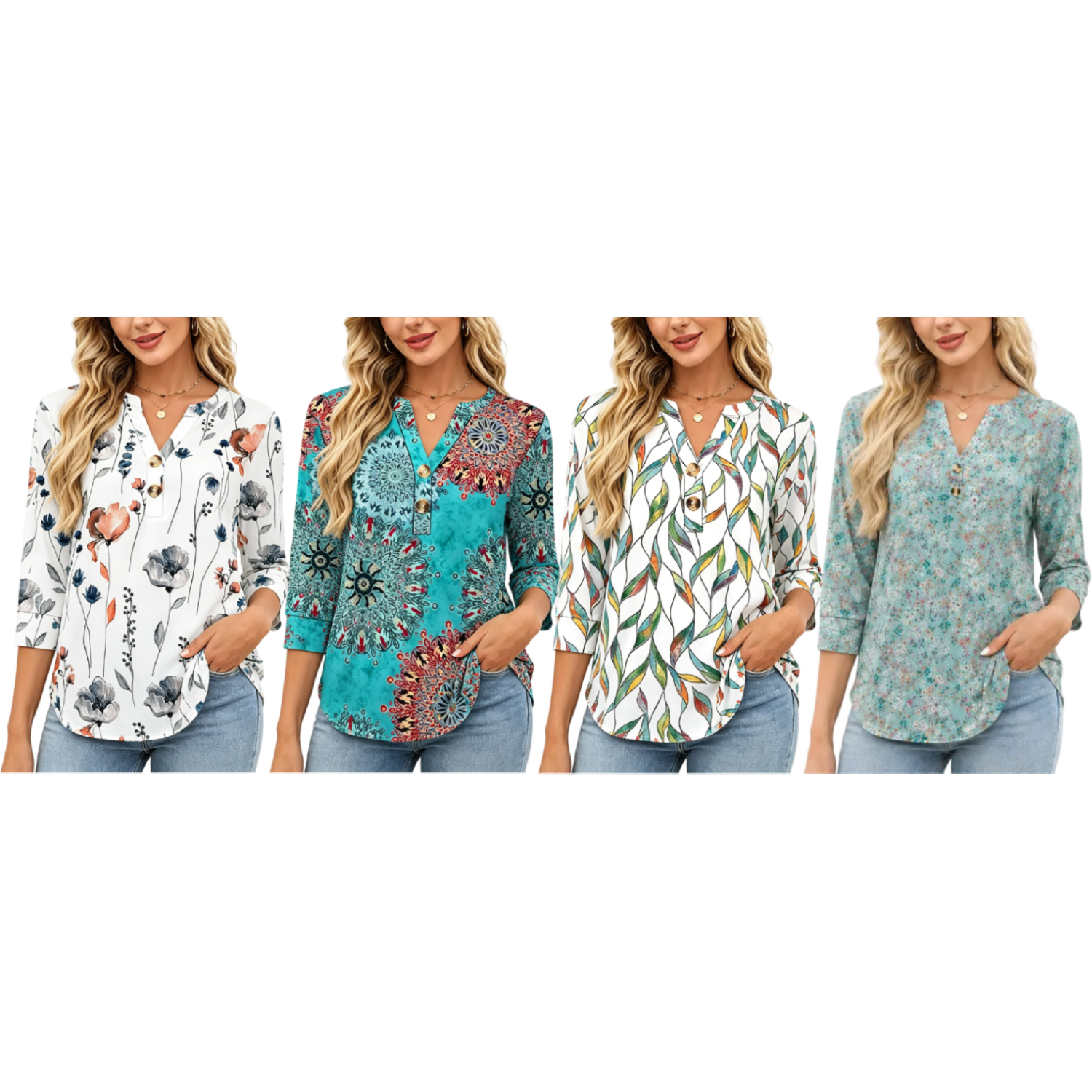 Women's Summer 3/4 Sleeve Tops