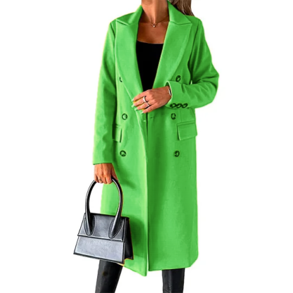 Womens Long Wool Coat Double Breasted Trench Coat Fall Winter Clothes