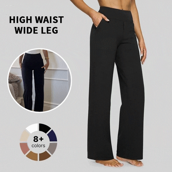 Halloween Sale🎃Women’s High-Waist Wide Leg Pants – Business Casual Yoga Dress Pants with Pockets