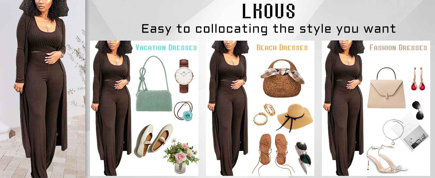 Womens Rib-Knit 3 Piece Set