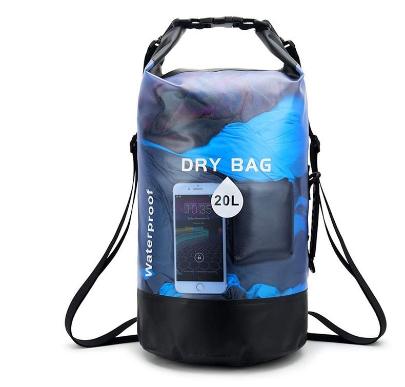 Waterproof Dry Bags Backpack Translucent Perfect for Boating Kayaking Hiking Canoeing Fishing Drafting Swimming Camping Snowboarding Adjustable Shoulder Strap