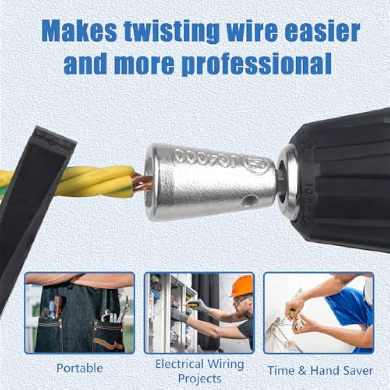 Wire Twister Tool for Drill, Wire Twisting Tool for Drill, Drill Wire Twister for Electricians, Electrical Wire Nut Twister for Drill