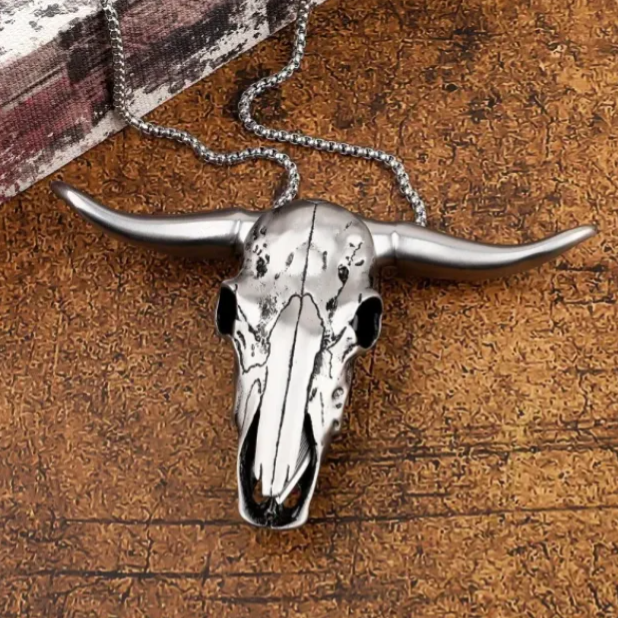 Fashion stainless steel bull head necklace