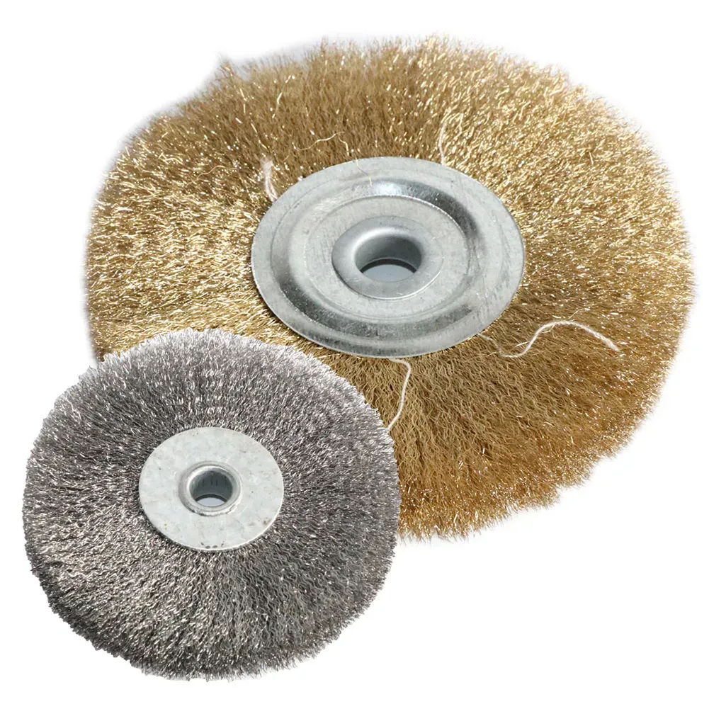 1pc Wire Wheel Brush 4"6" Hole 10mm 16mm Flat Type for Bench Grinder Polishing Abrasive Tool For Metal Derust wood Deburring