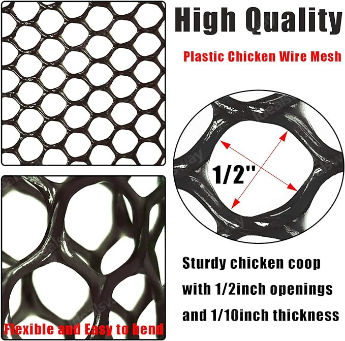 Plastic Chicken Wire Fence Mesh, Hexagonal Fencing Wire For Gardening, Poultry Fencing, Chicken Wire Frame For Crafts, Floral Netting