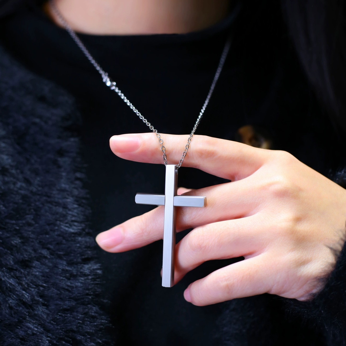 Stainless Steel Cross Necklace ✝️ Stainless Steel Retractable Pendant 💥