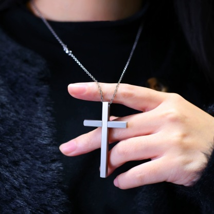 Stainless Steel Cross Necklace ✝️ Stainless Steel Retractable Pendant 💥