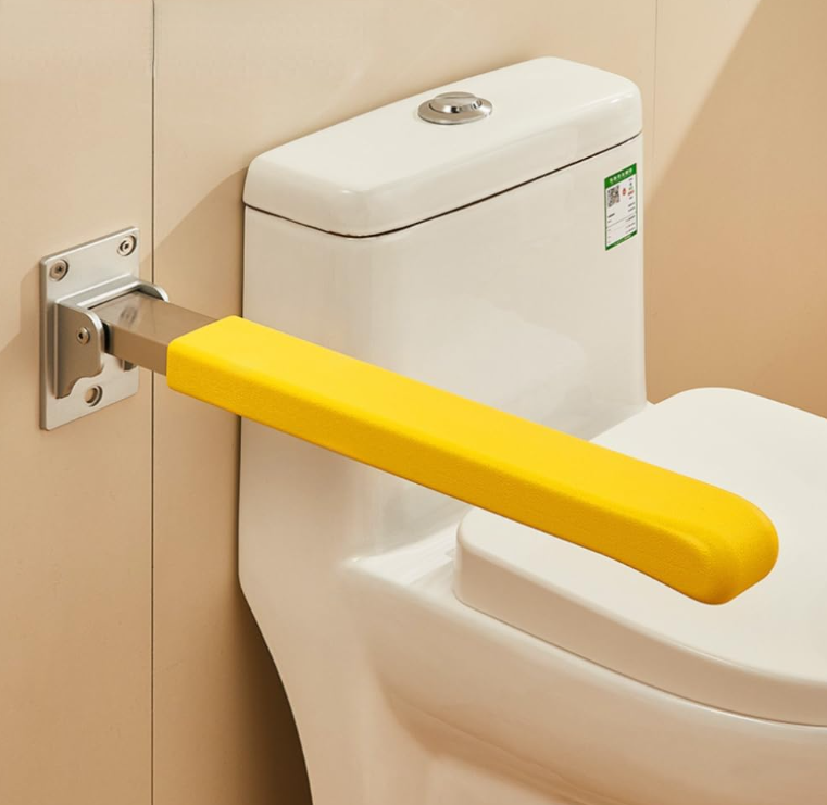 24in Fold-Up Toilet Grab Bar – Thickened, Anti-Slip, Wall-Mounted Safety Handle for Seniors