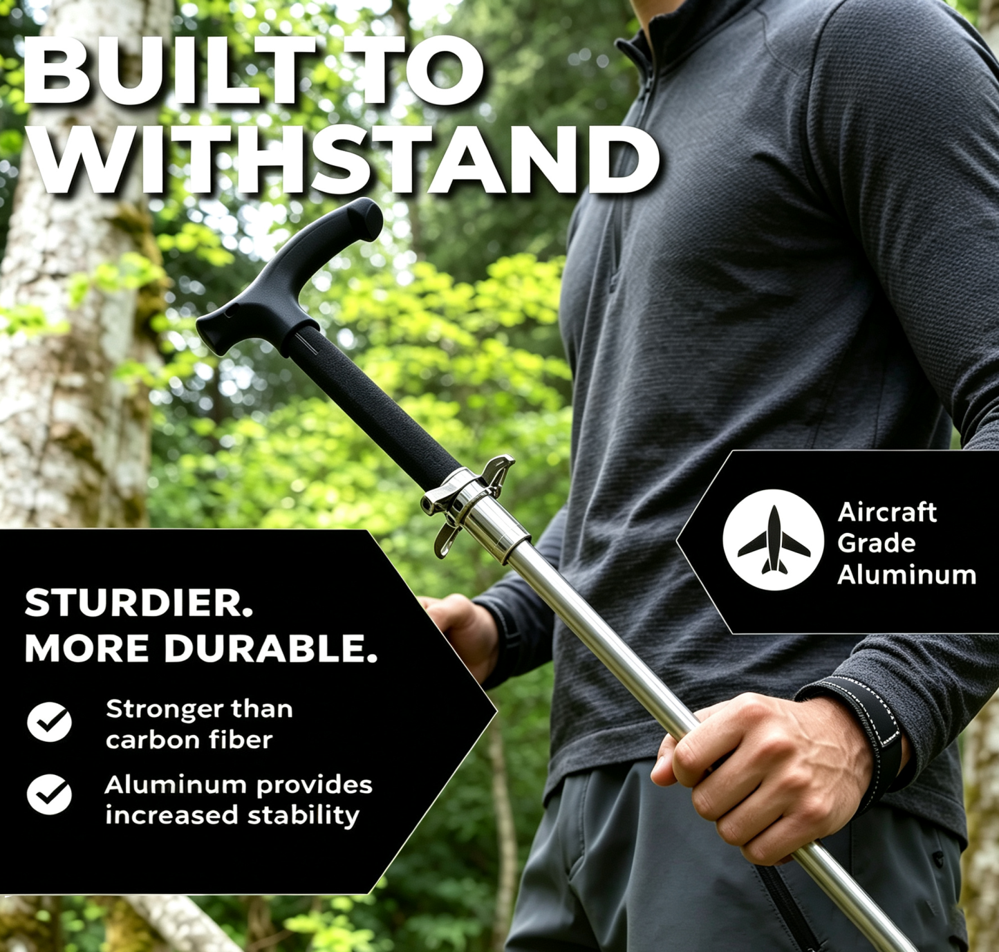 Multi-Function Detachable Support Cane