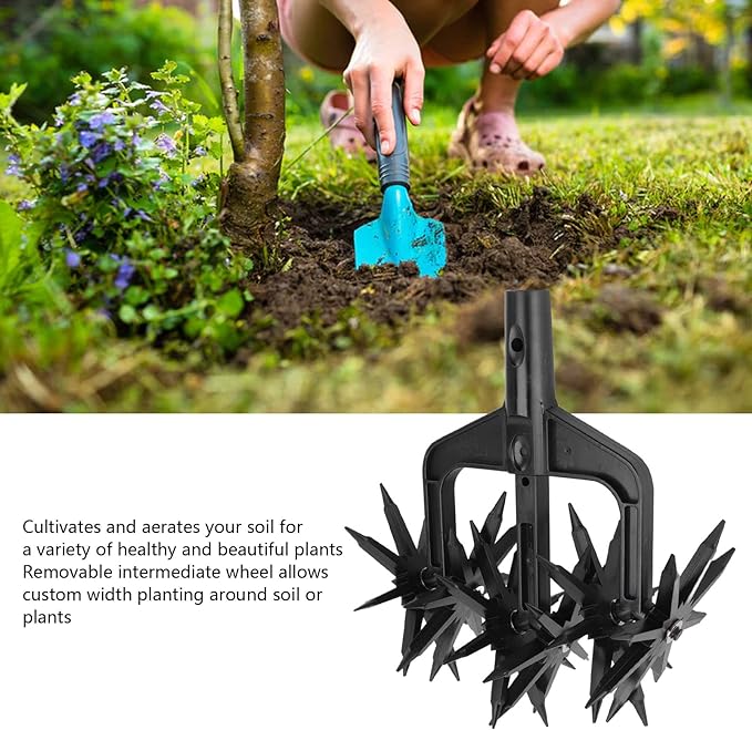 Premium Rotary Hand Cultivator Tool Manual Lawn Scarifier For Garden