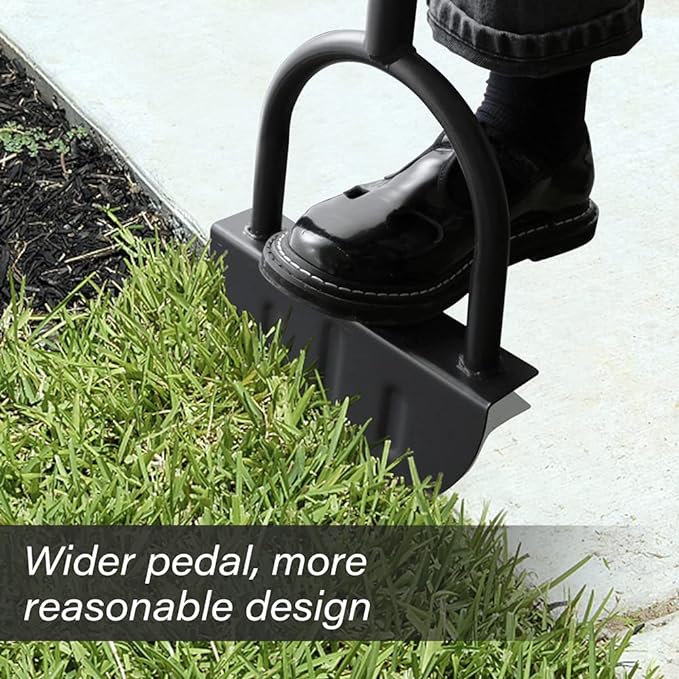 Garden Edger Half Moon Saw-Tooth Hand Edger Manual Lawn Step Edger with Long Handle Landscaping Tool Garden Edger for Driveway