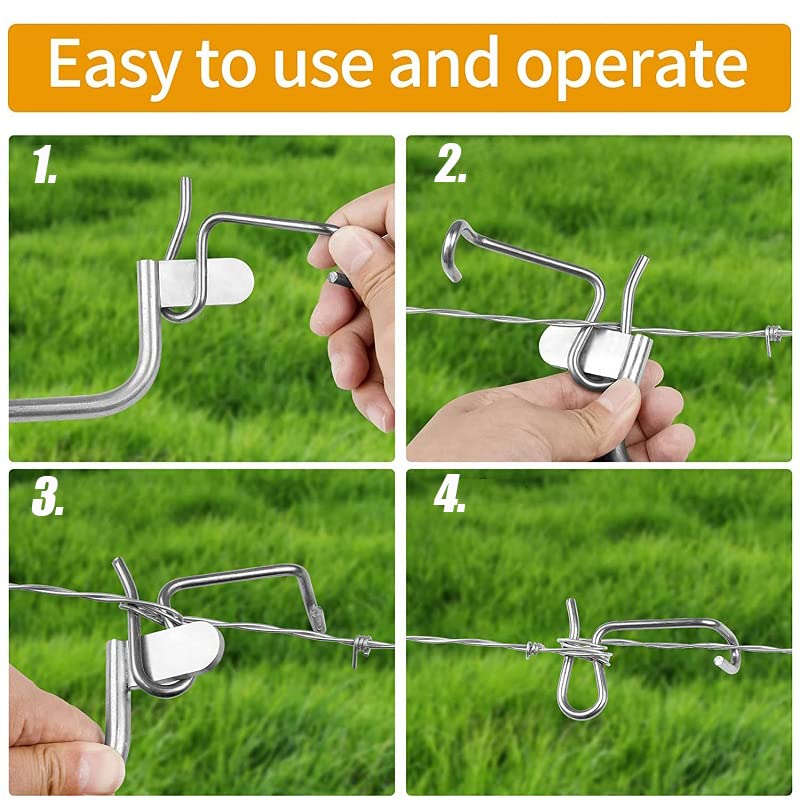 Fence Wire Tensioning Tool for Turnbuckles Barb Wire Tensioner with 304 Stainless Steel for Fast Tighting Metal Fence Post and Garden Fence Wire(20 PCS+Tighteners Handle)