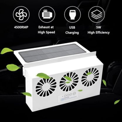 Car Cooling Fan Solar Powered Cooler Auto Window Air Vent Ventilation Exhaust