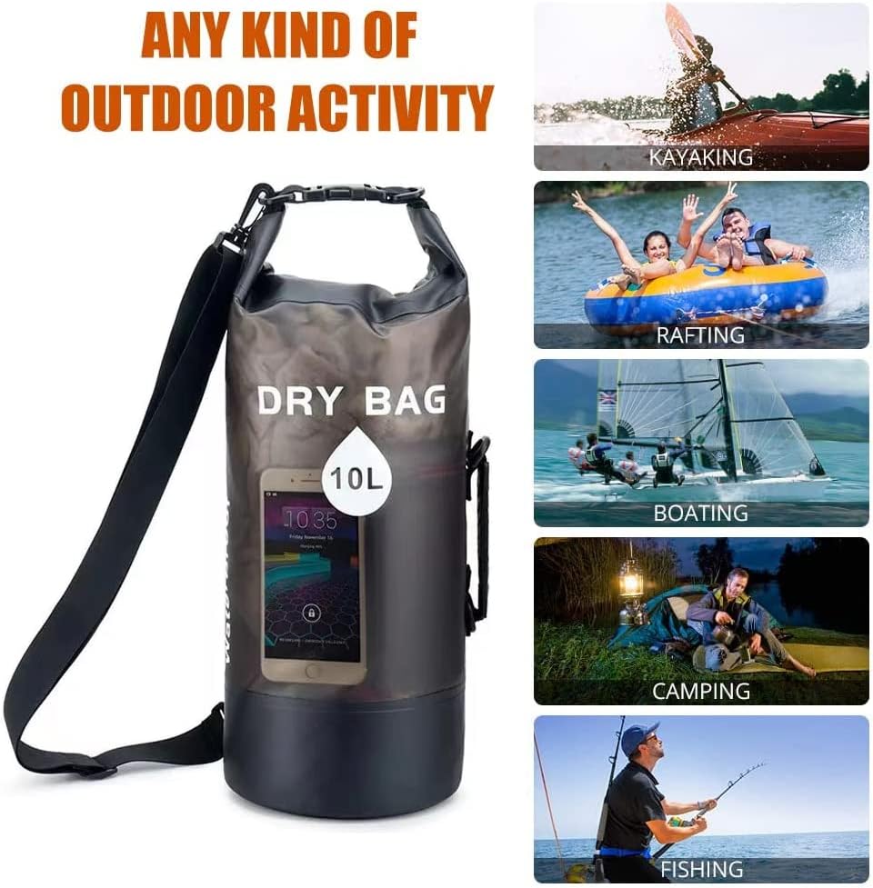 JSL HOME Waterproof Dry Bags Backpack Translucent Perfect for Boating Kayaking Hiking Canoeing Fishing Drafting Swimming Camping Snowboarding Adjustable Shoulder Strap