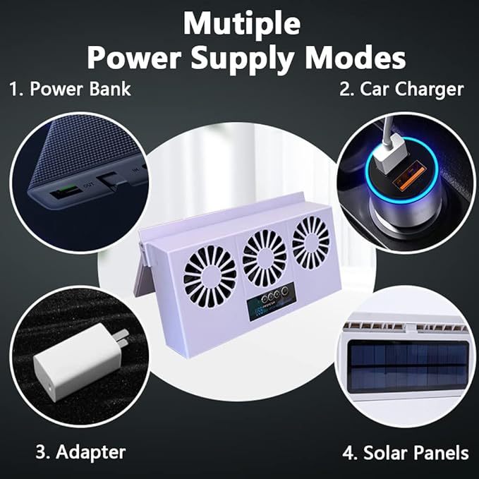Car Cooling Fan Solar Powered Cooler Auto Window Air Vent Ventilation Exhaust