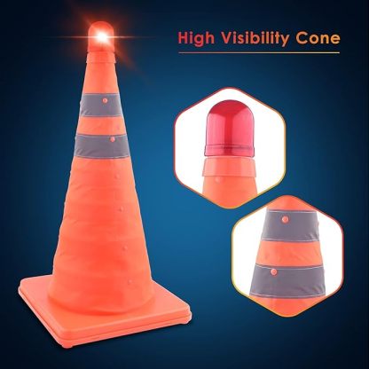 Foldable Traffic Reflective Safety Cone with LED Lights