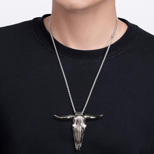 Fashion stainless steel bull head necklace